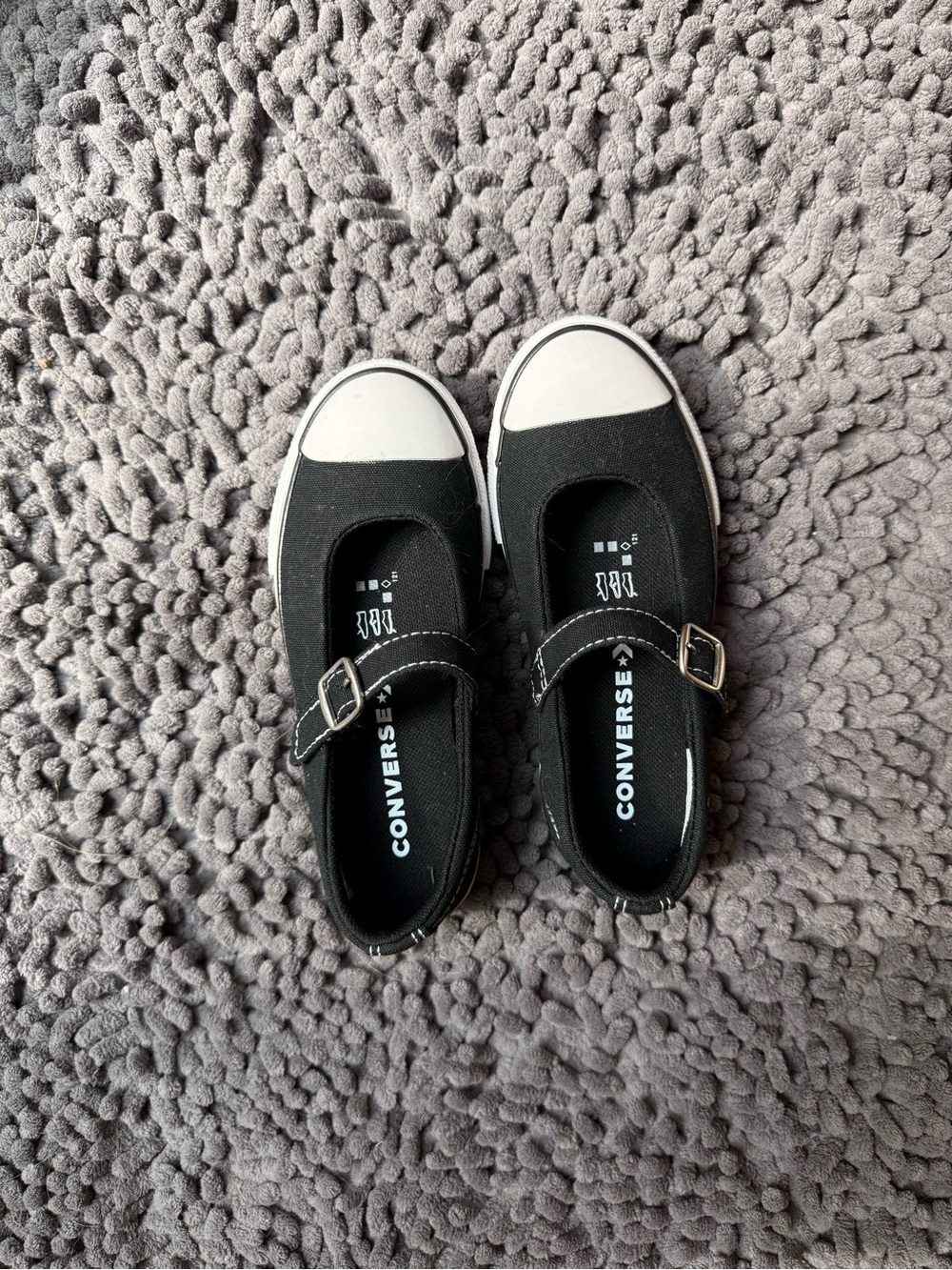 Converse Kids Black and White Mary Jane Sneakers with Buckle